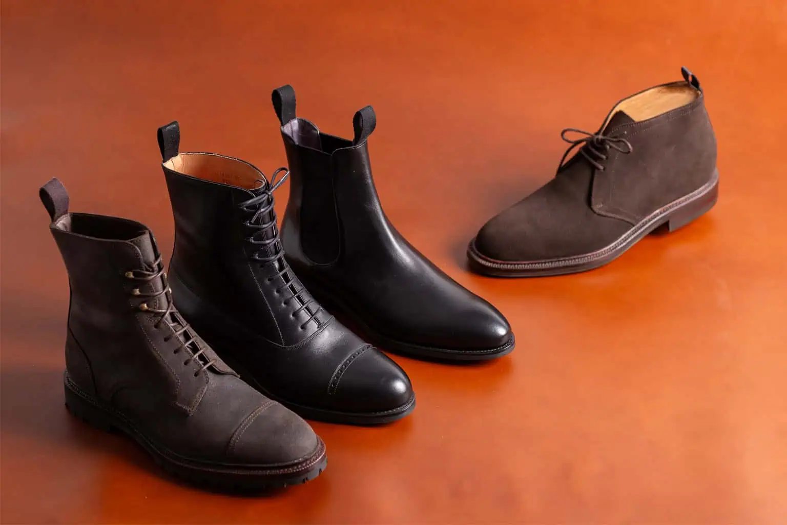A selection of men’s boots by Carmina Shoemaker